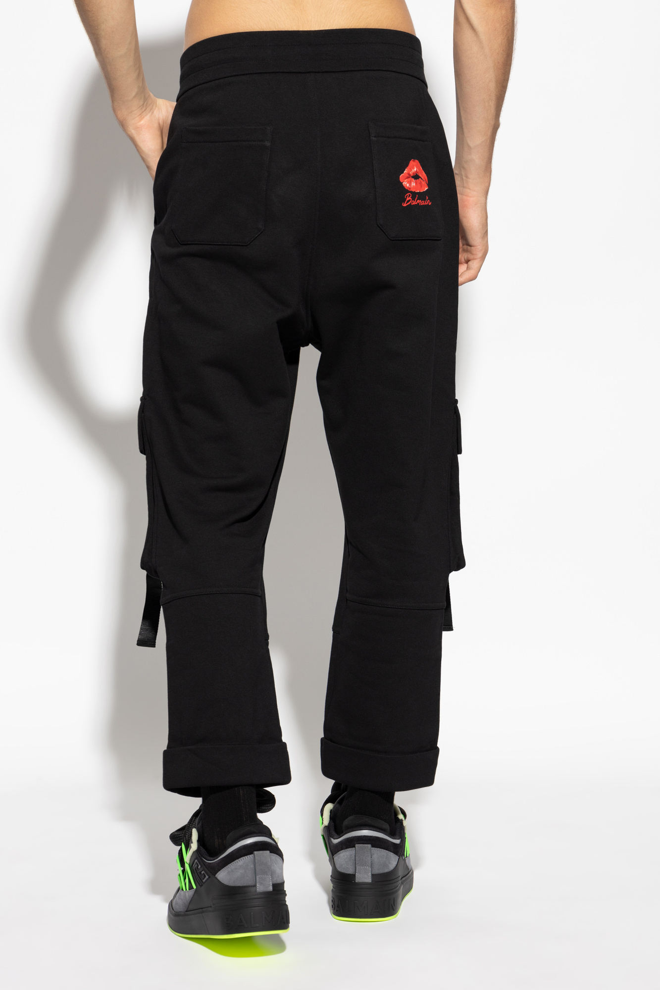 Balmain Kiss-printed Drawstring Sweatpants In Black