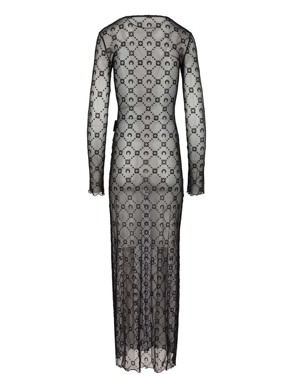 Marine Serre Long Dress Moonogram Dresses Black In Black