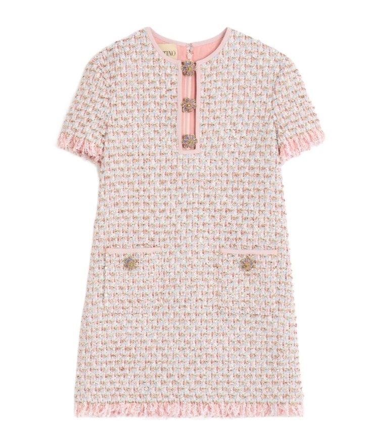 Valentino Embroidered Ribbon Tweed Short Dress