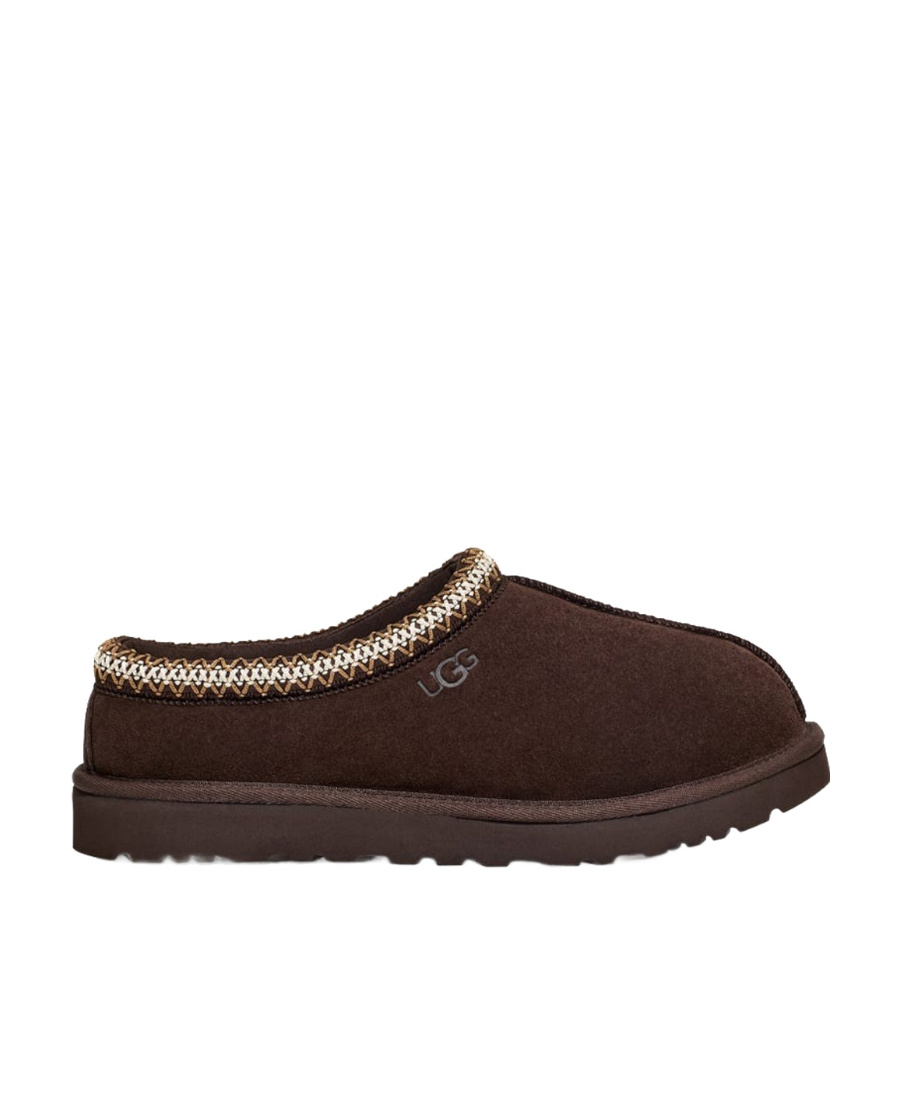 Ugg Mens Tasman Shearling-lined Suede Slippers Dark Brow In Black