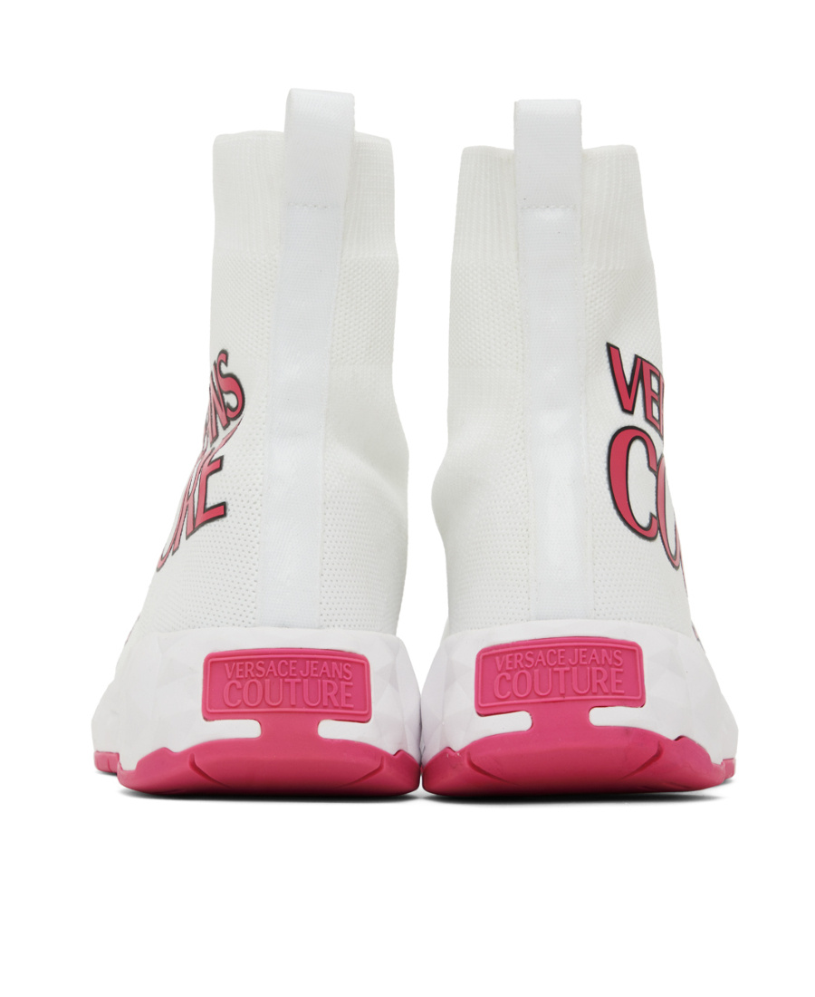 Versace Jeans Logo High-top Leisure Sports Shoes In White