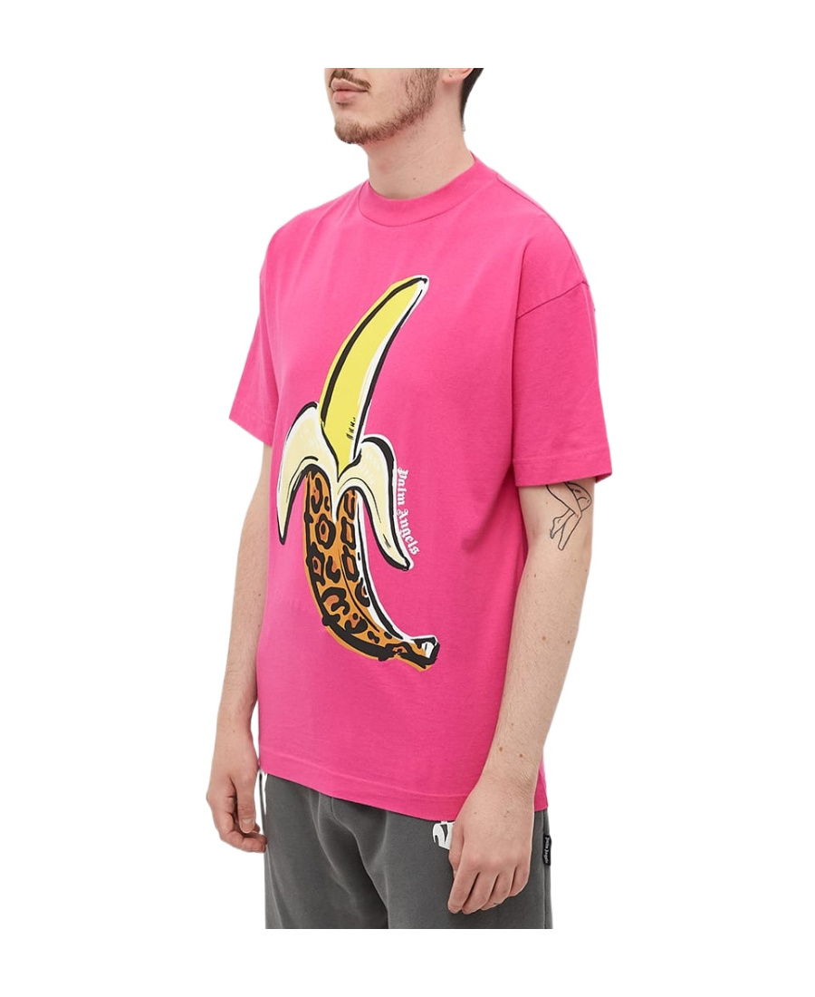 Palm Angels Man T-shirt Fuchsia Size M Cotton In Pink