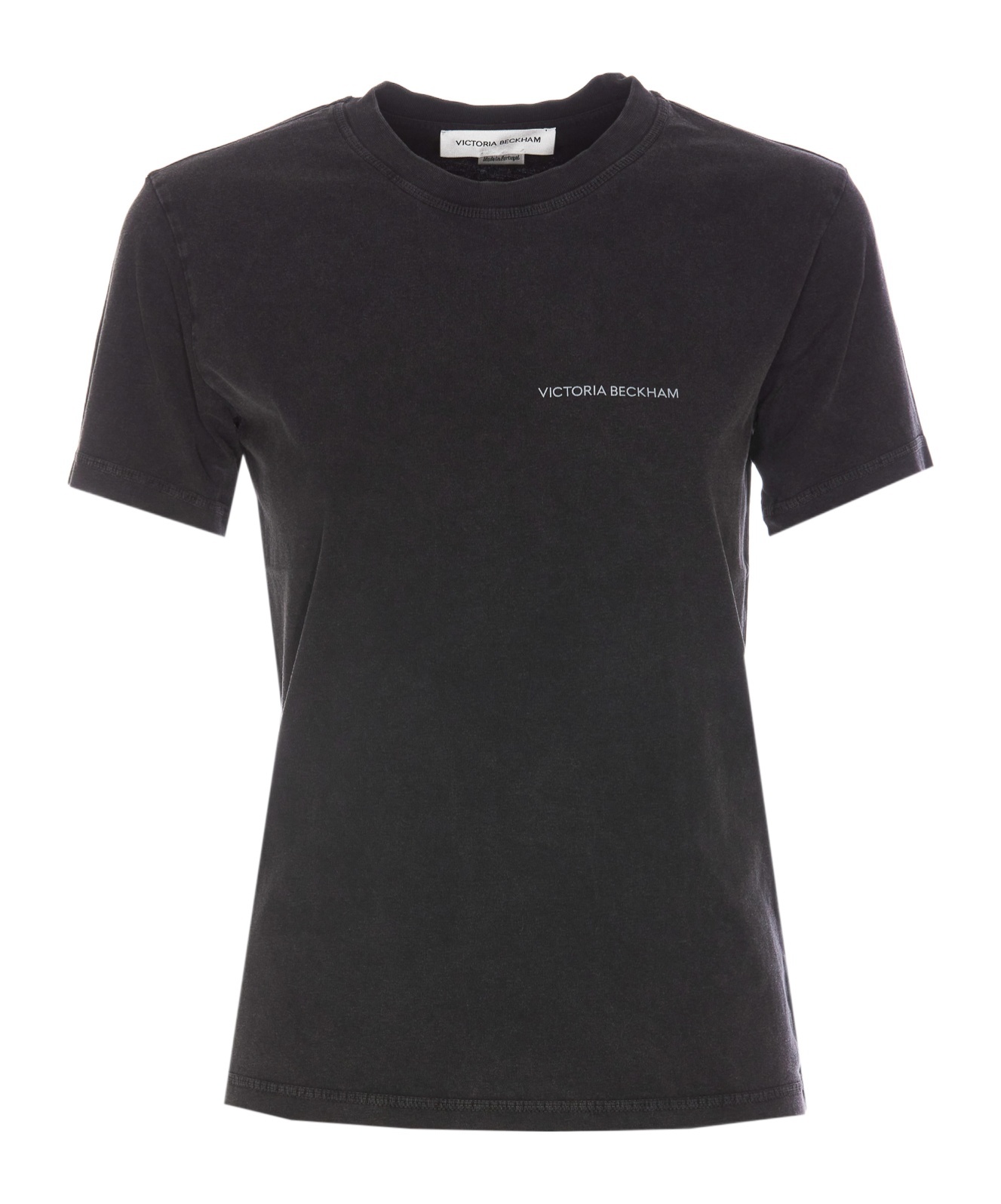 Shop Victoria Beckham Logo Printed Crewneck T-shirt In Black