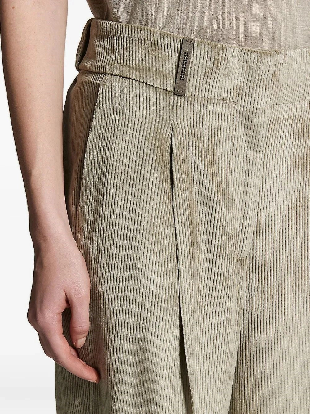 Peserico Pleated Corduroy Trousers In Gray