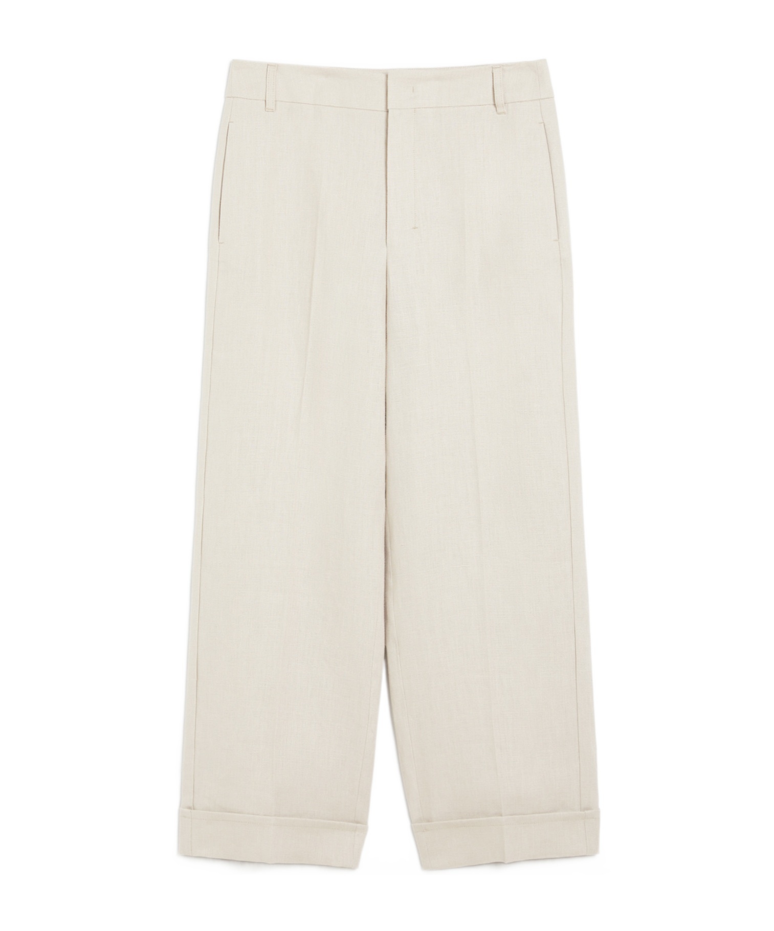 Max Mara Straight-fit Linen Canvas Trousers In Sand-colored