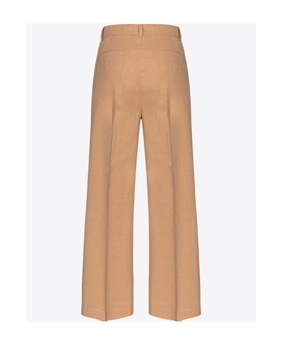 Pinko Wide-leg Trousers With Side Slit In Nude
