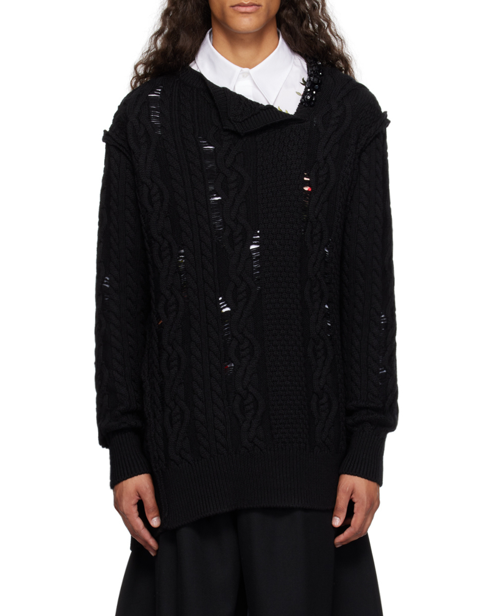 Simone Rocha Bead-embellished Merino Jumper In Black