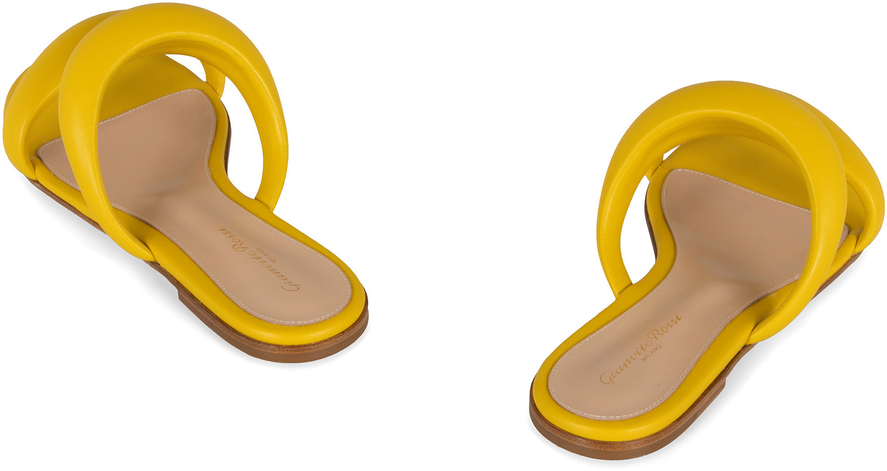 Gianvito Rossi Double-strap Leather Sandals In Yellow
