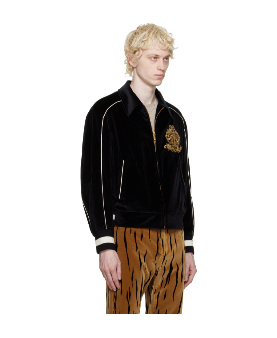 Bally Black Embroidered Bomber Jacket In Black