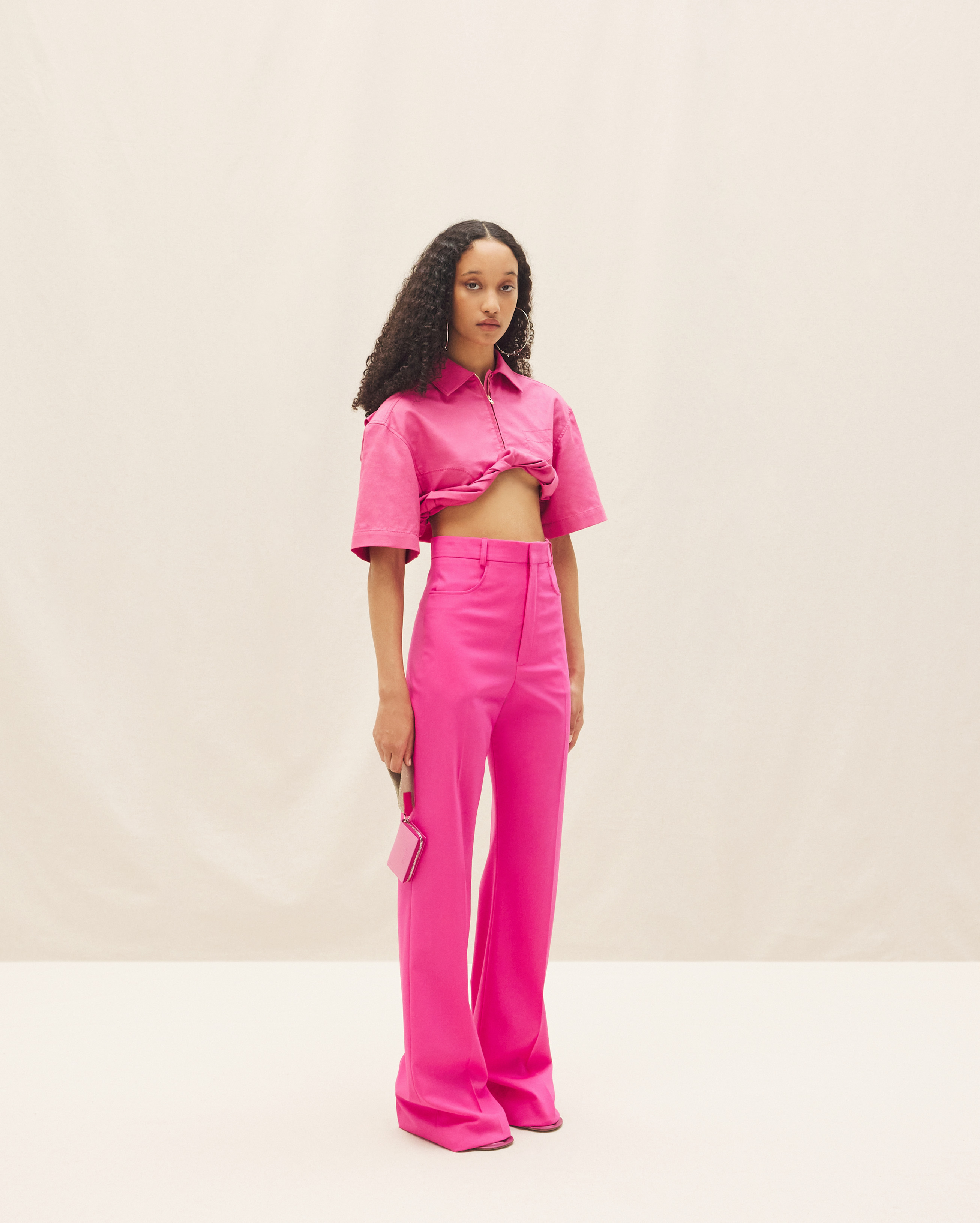 Jacquemus Wool Horn Casual Trousers In Pink