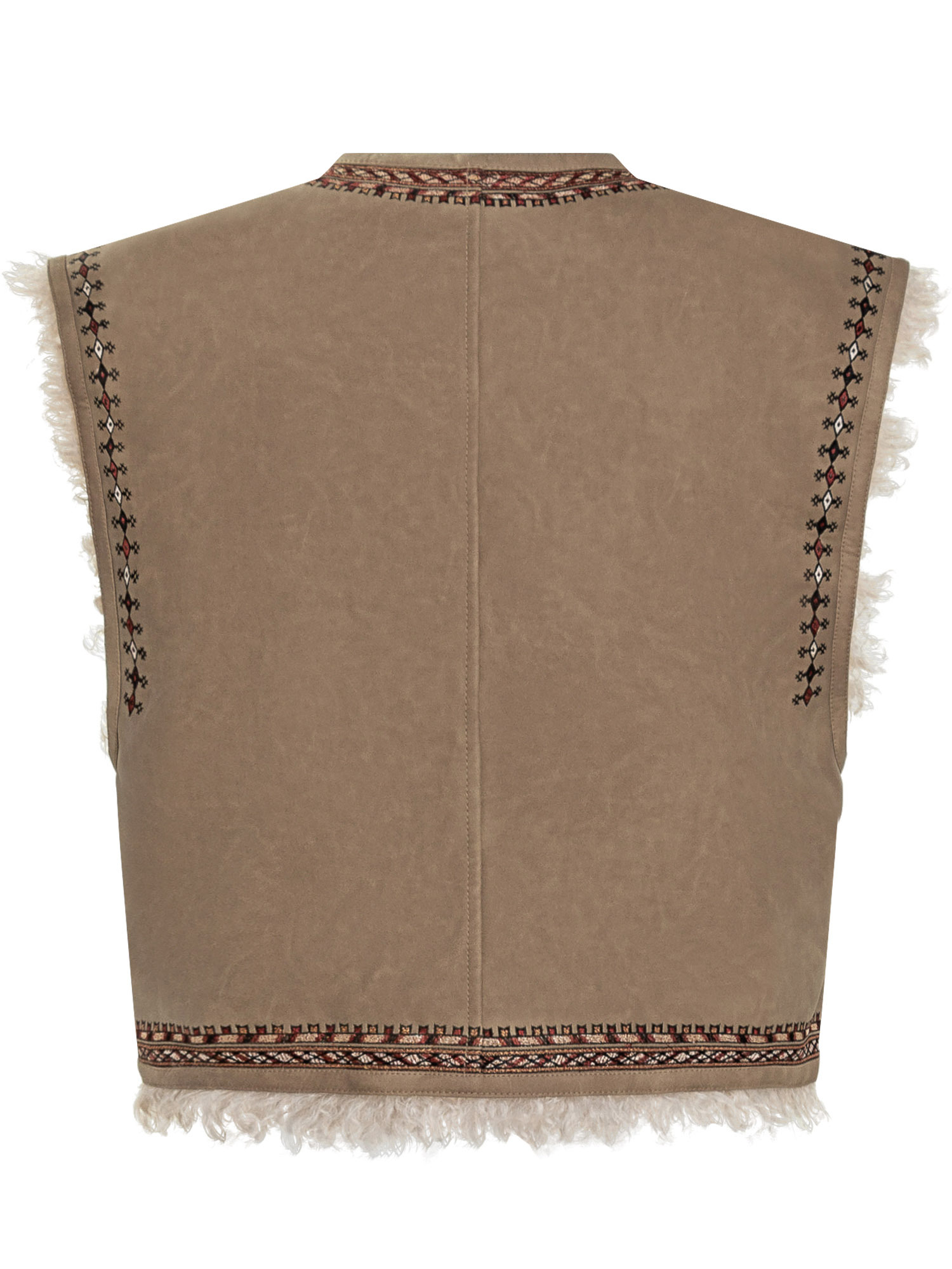 Isabel Marant Étoile Clemencia Embroidered Shearling Vest In Brown