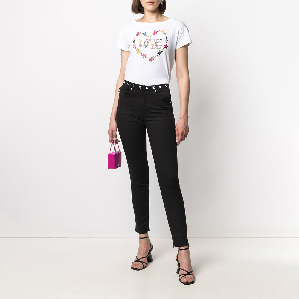Moschino T-shirt With Round Neck And Short Sleeves In White
