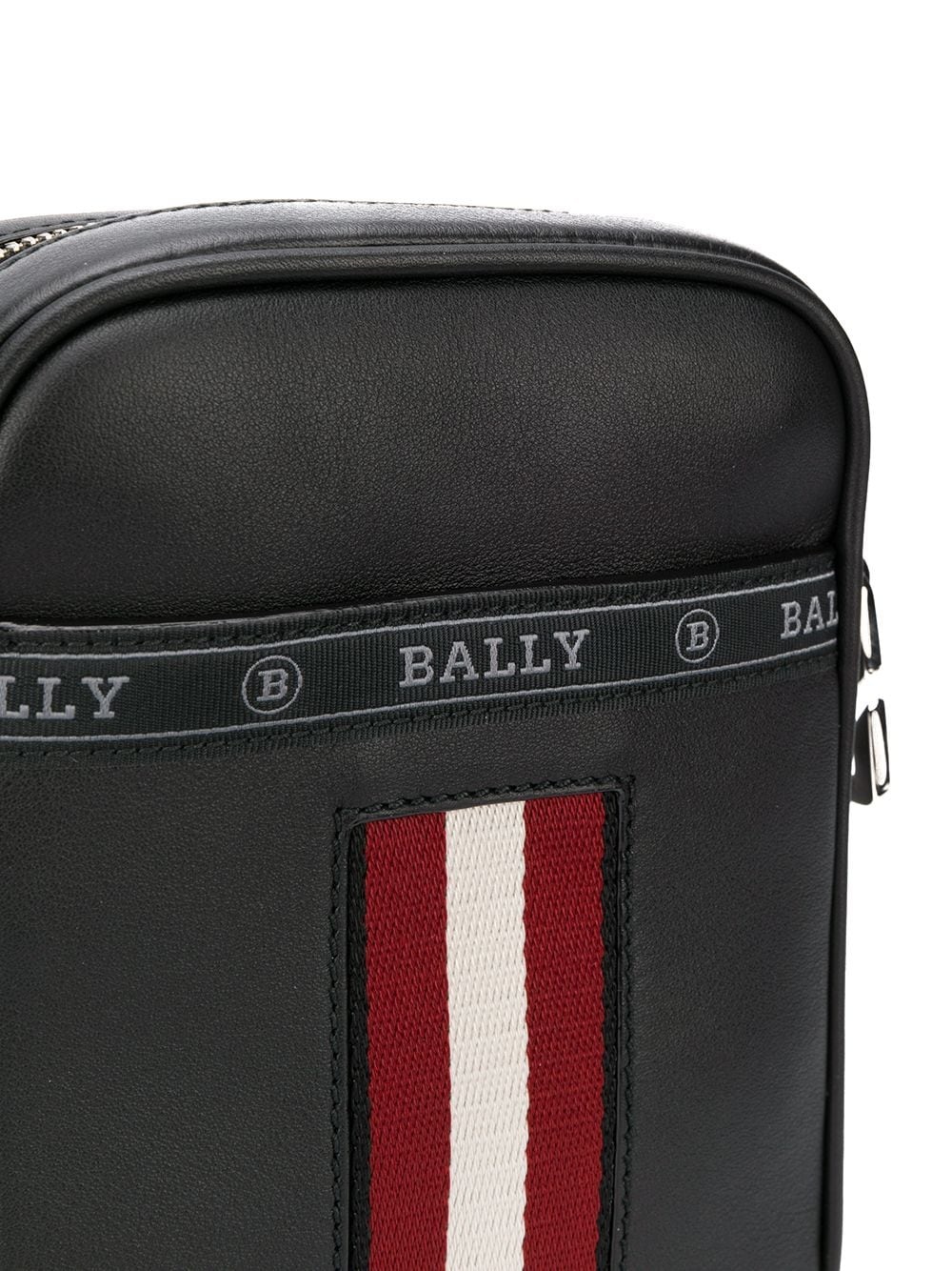 Bally Stripe Detail Logo Strap Messenger Bag In Black
