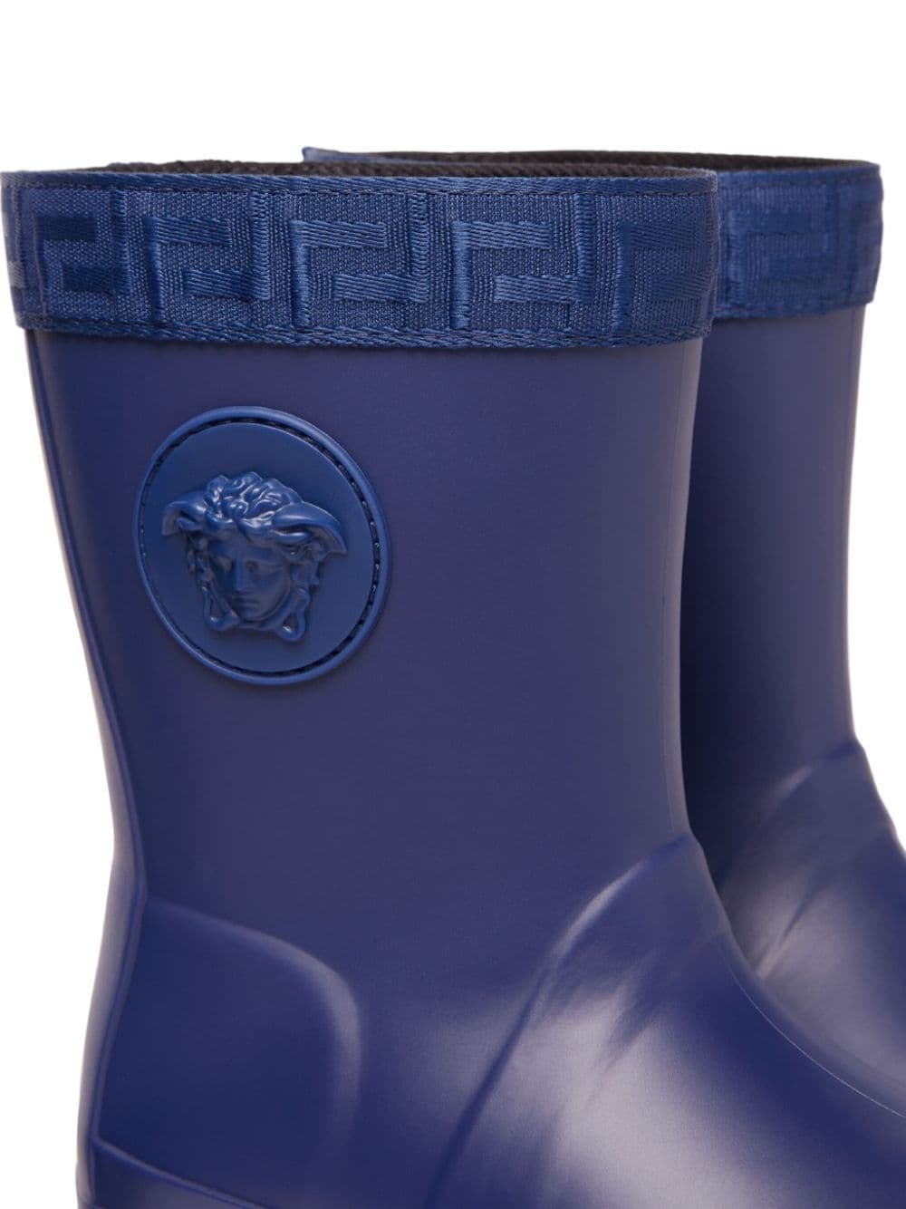 Versace Medusa Head Greca-detail Boots In Blue