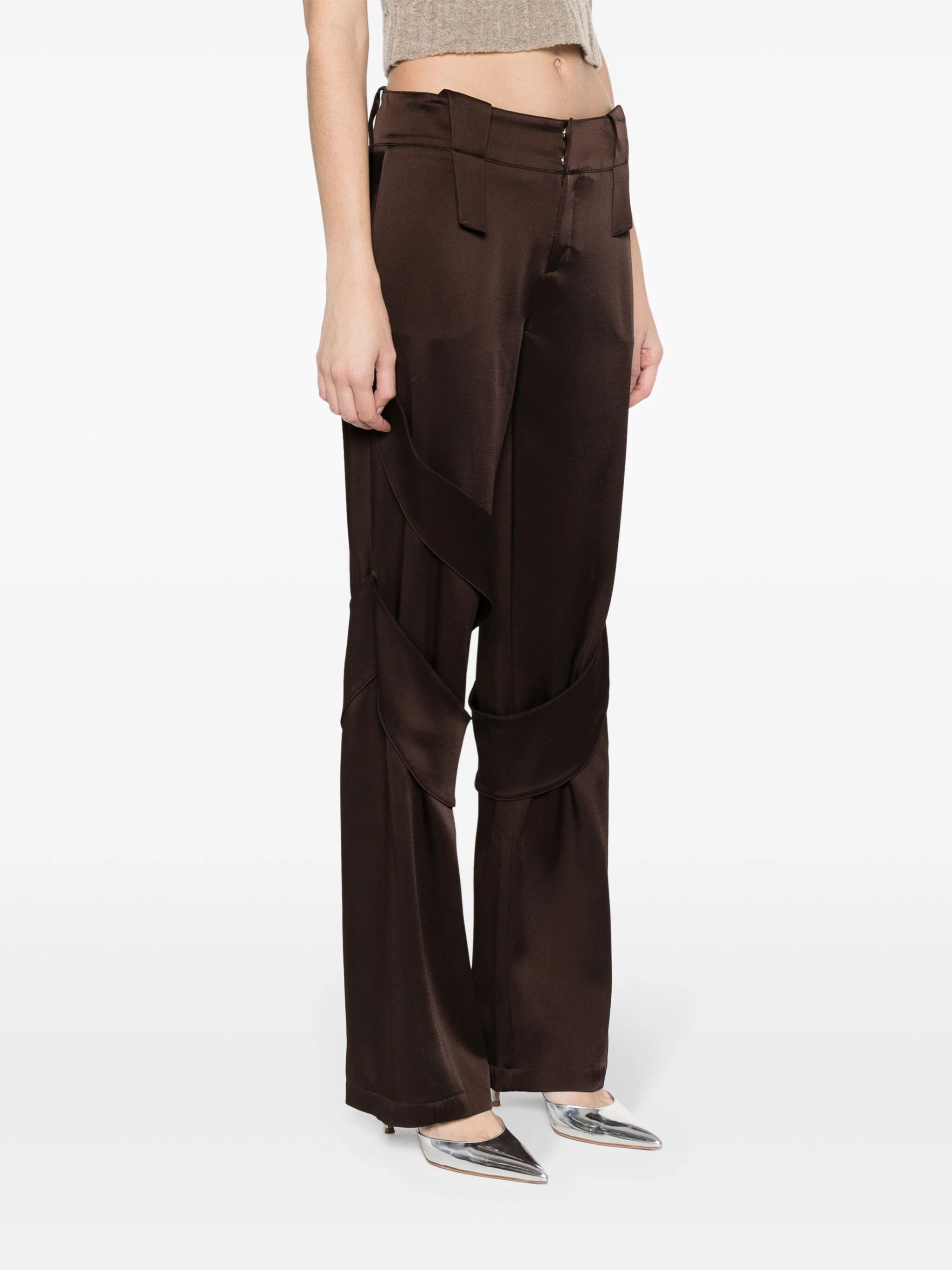 Blumarine Satin Wide-leg Cargo Trousers In Black