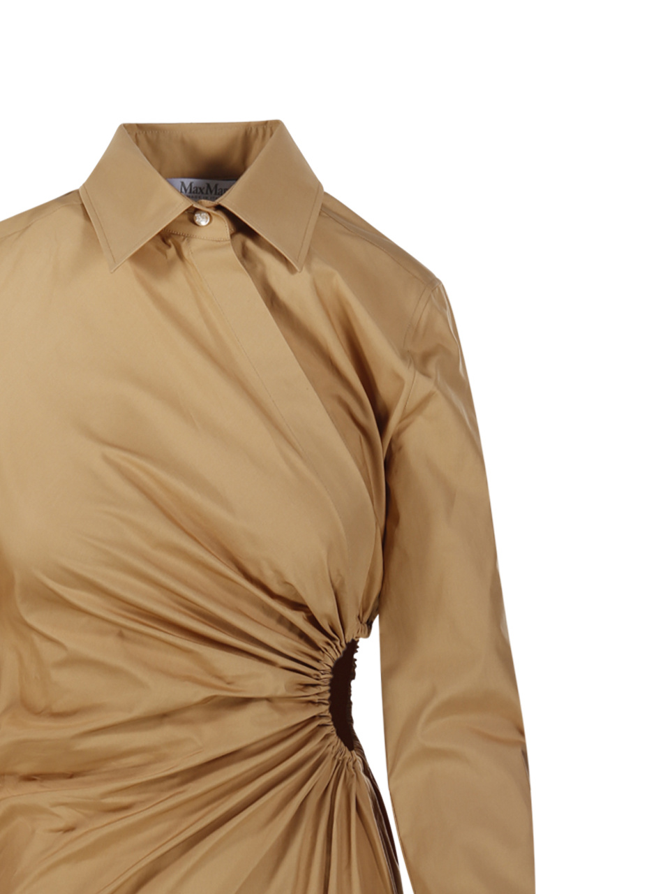 Max Mara Collared Long-sleeve Shirt Dress In Brown