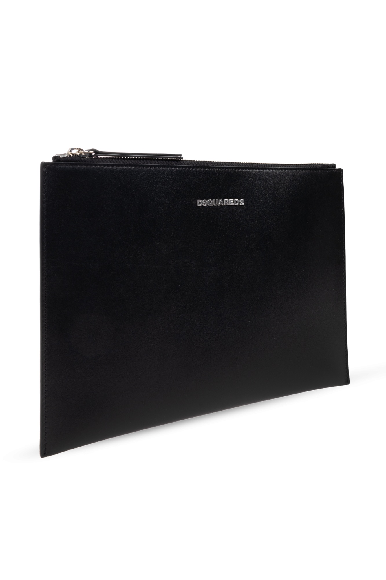 Dsquared2 Logo-plaque Zip Clutch Bag In Black