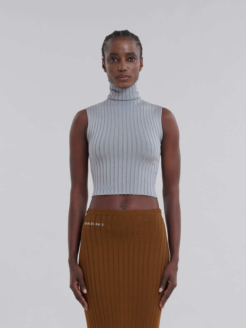 Marni Turtleneck Sleeveless Knit Top In Gray