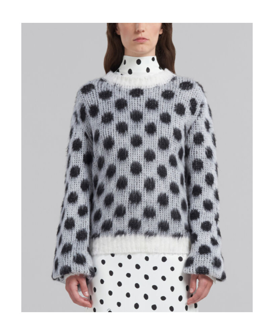 Marni Polka-dot Mohair Blend Sweater In Gray