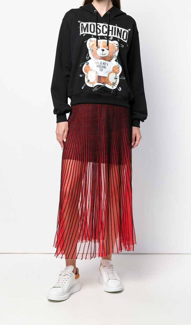 Moschino Paper Clip Bear Hoodie In Black