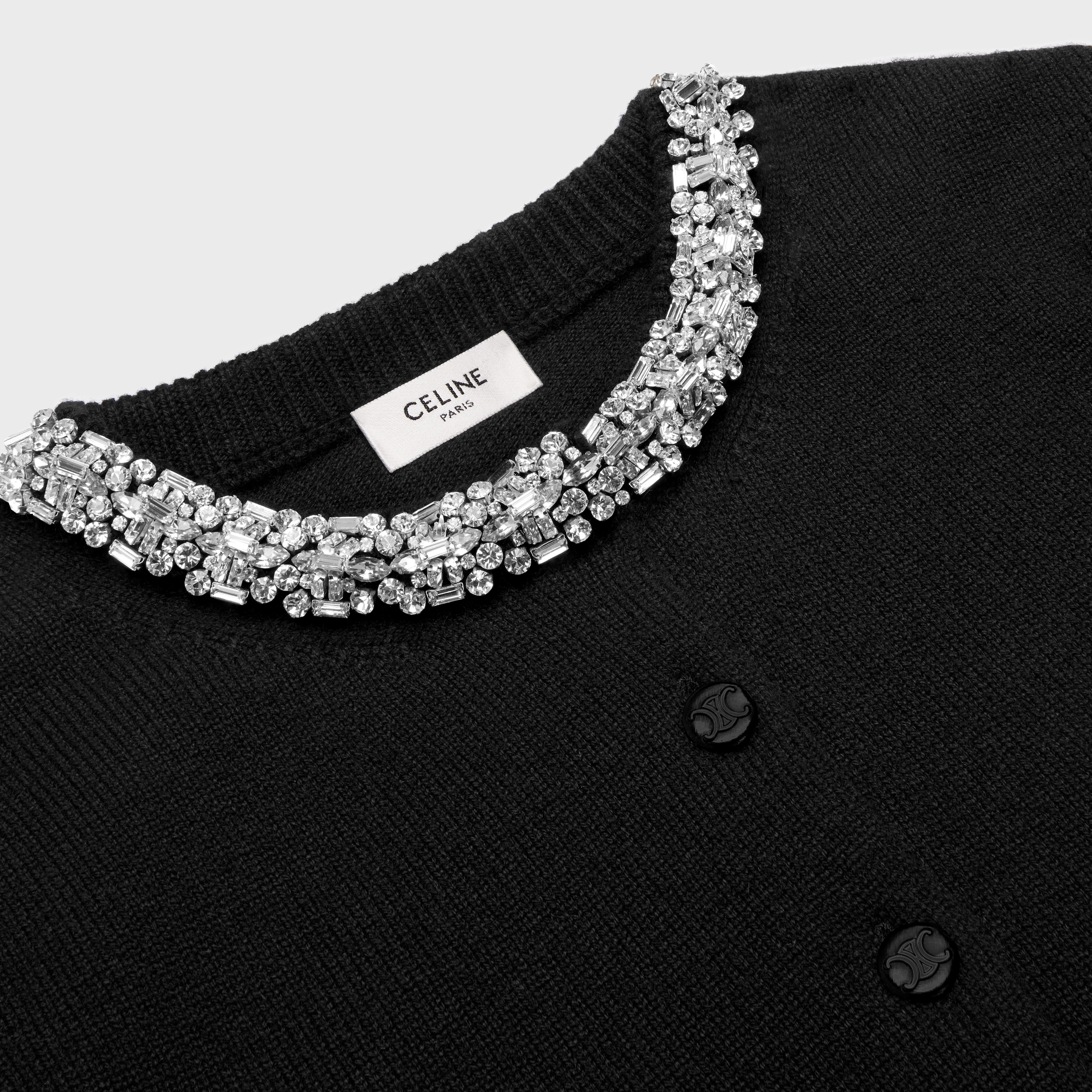 Celine Short-sleeved Cashmere Sweater With Round Neck In Black