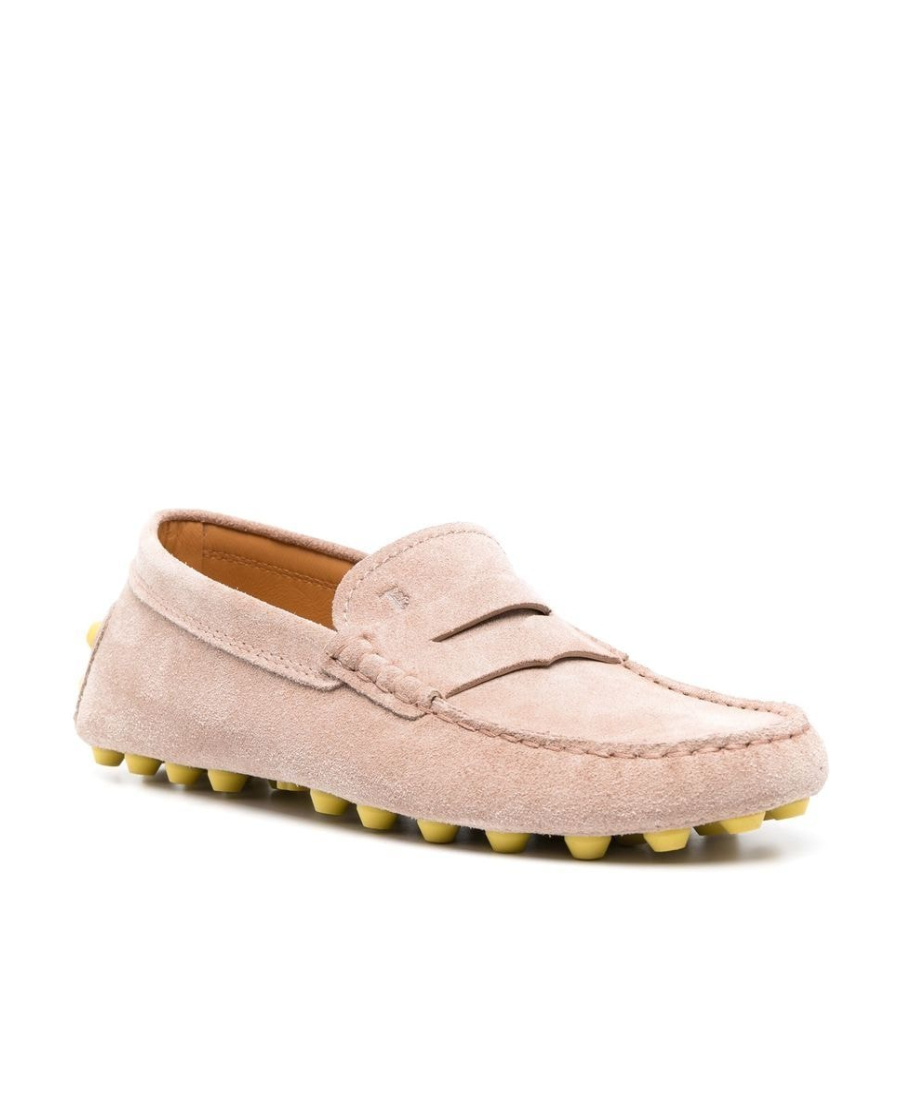 Tod's Gommino Bubble Suede Driving Shoes In Nude