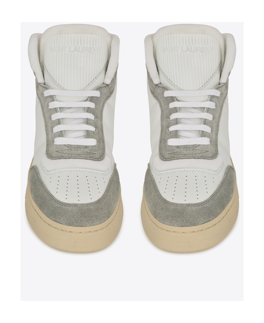 Saint Laurent Sl/80 Sneakers In Leather And Suede In White