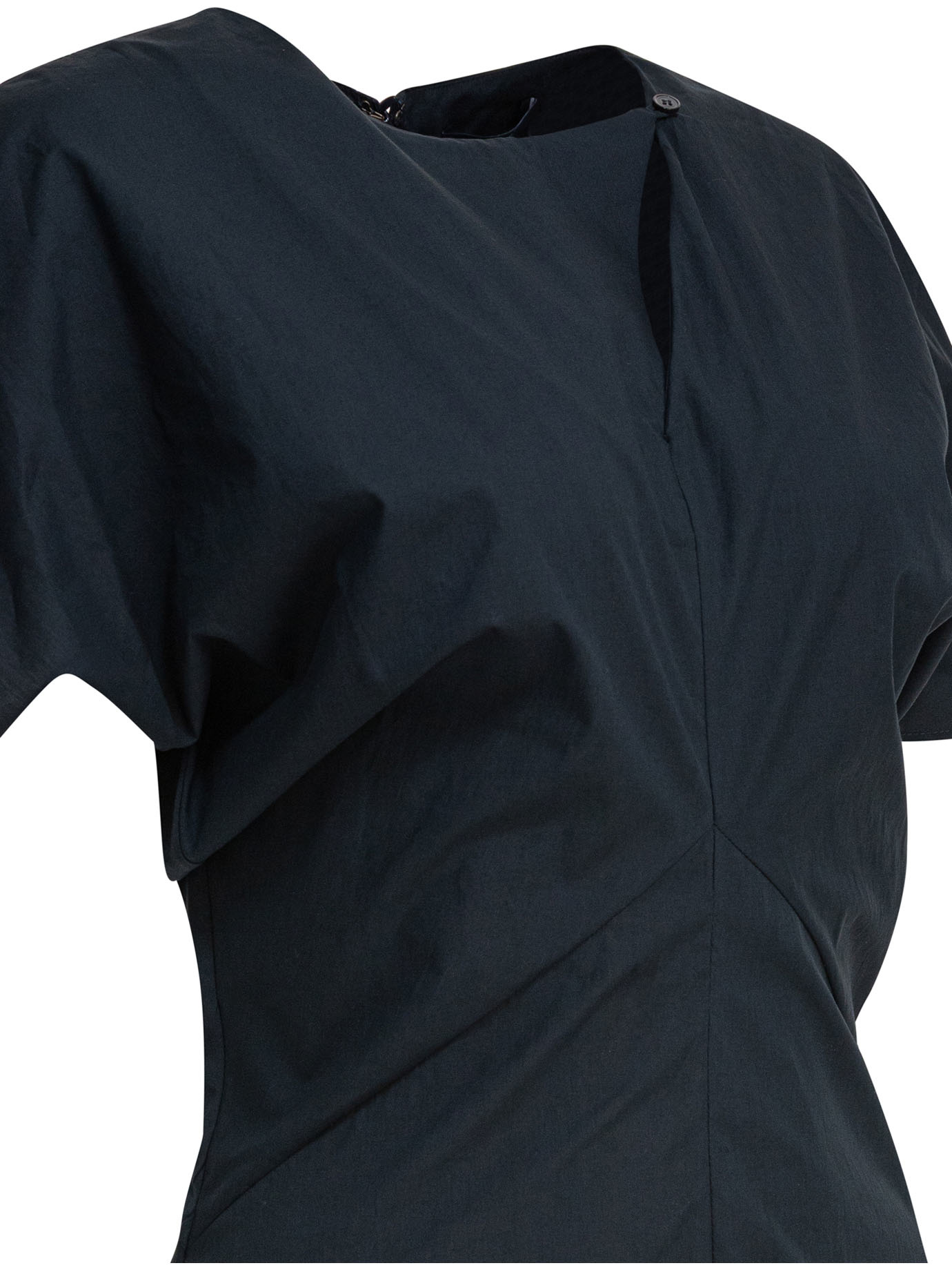 Soeur Draped Detail Short Sleeves V-neck Back In Blue