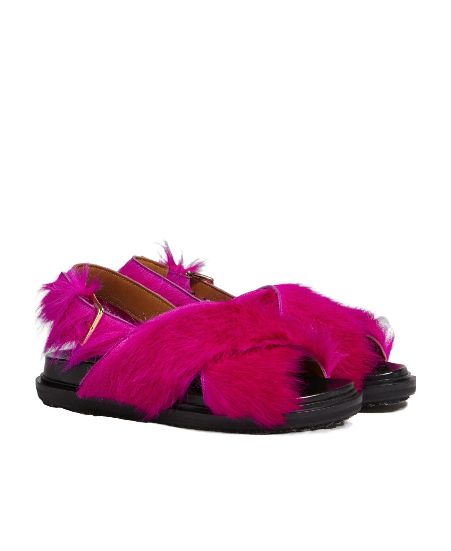 Marni Fussbett Shaggy Comfort Slingback Sandals In Red