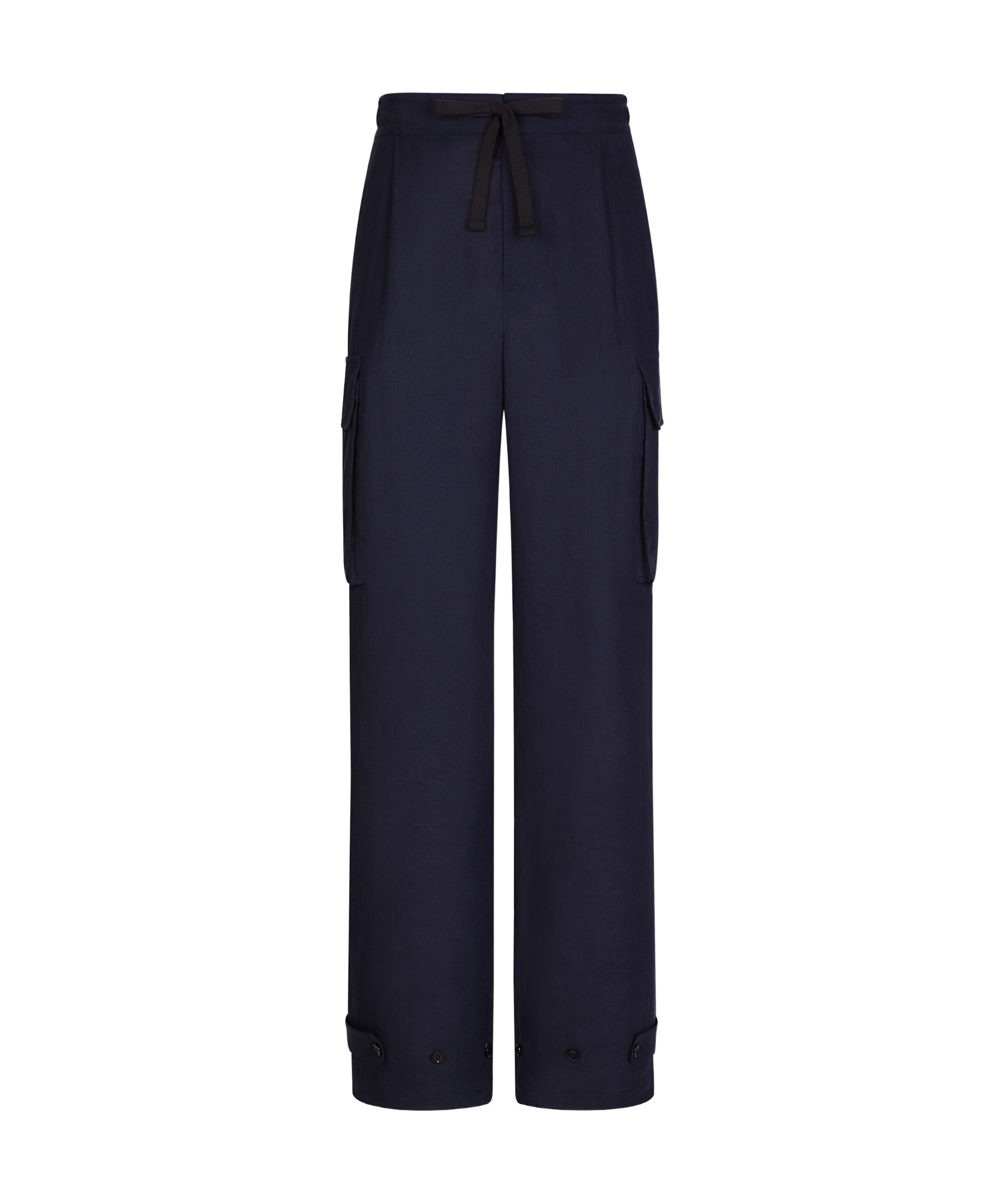 Dolce & Gabbana Mid-rise Linen Cargo Trousers In Black