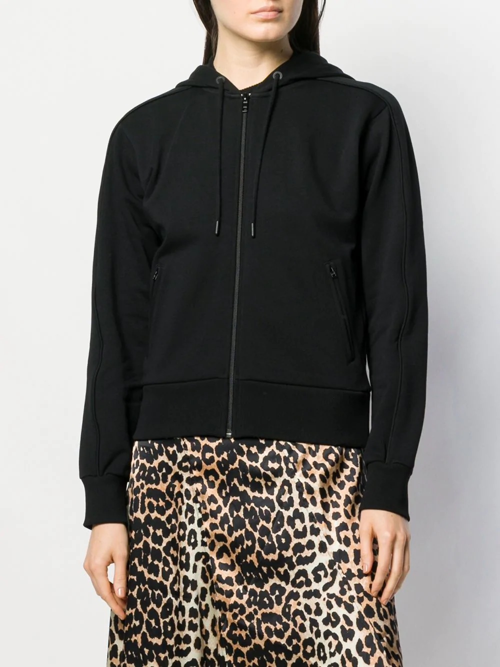 Kenzo Rear Logo Print Zipped Hoodie In Black