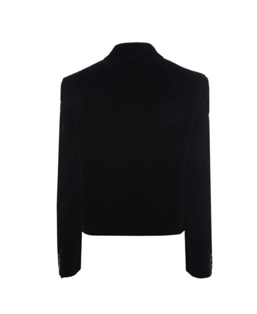 Alessandra Rich Single-breasted Cropped Blazer In Black