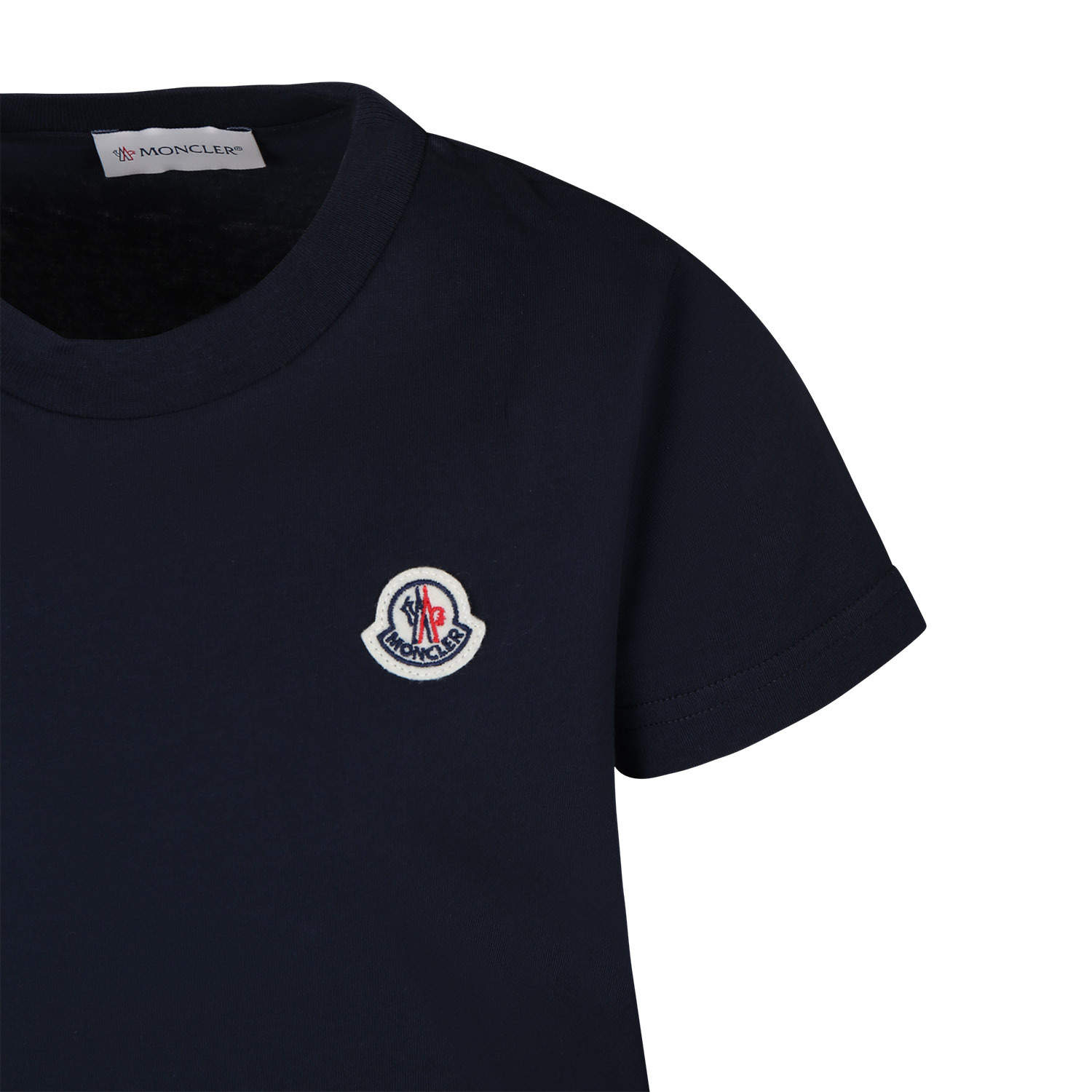 Moncler Enfant Logo Patch Crewneck T-shirt In Blue