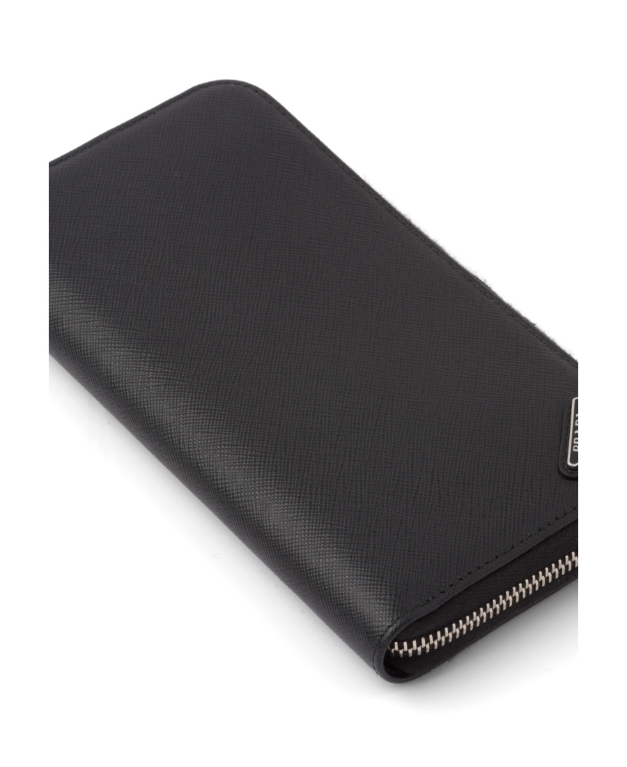 Prada Logo-plaque Zip-up Wallet In Black