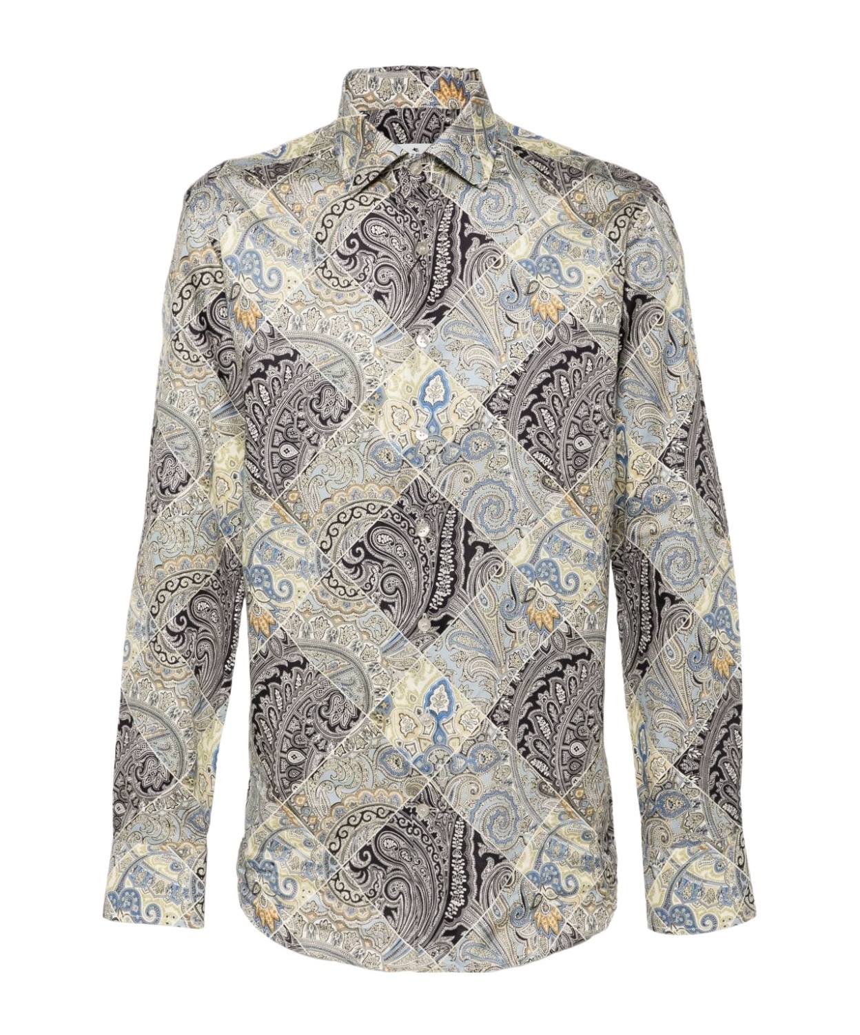 Etro Paisley-print Cotton Shirt In Gray