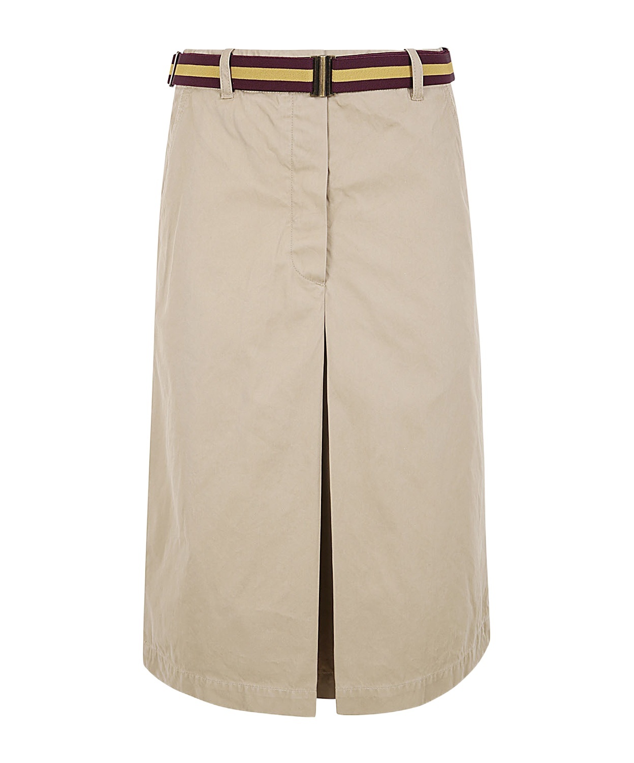 Dries Van Noten Sulia Belted A-line Cotton Skirt In Nude