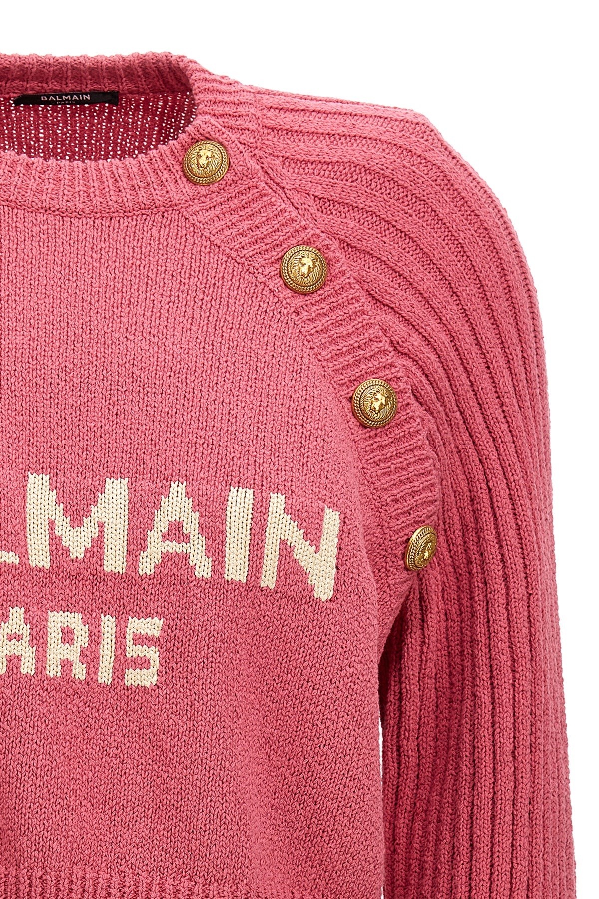 BALMAIN CROPPED KNITTED PULLOVER