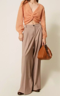 Twinset Wide-leg Trousers With High Waist In Brown