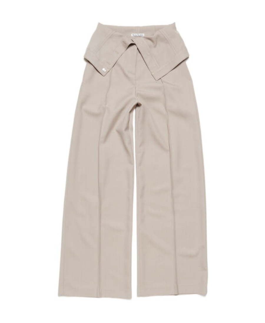 Acne Studios Folded Waist Straight-leg Trousers In Nude