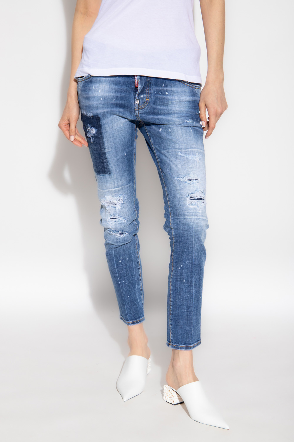 DSQUARED2 DISTRESSED-EFFECT TAPERED LEG