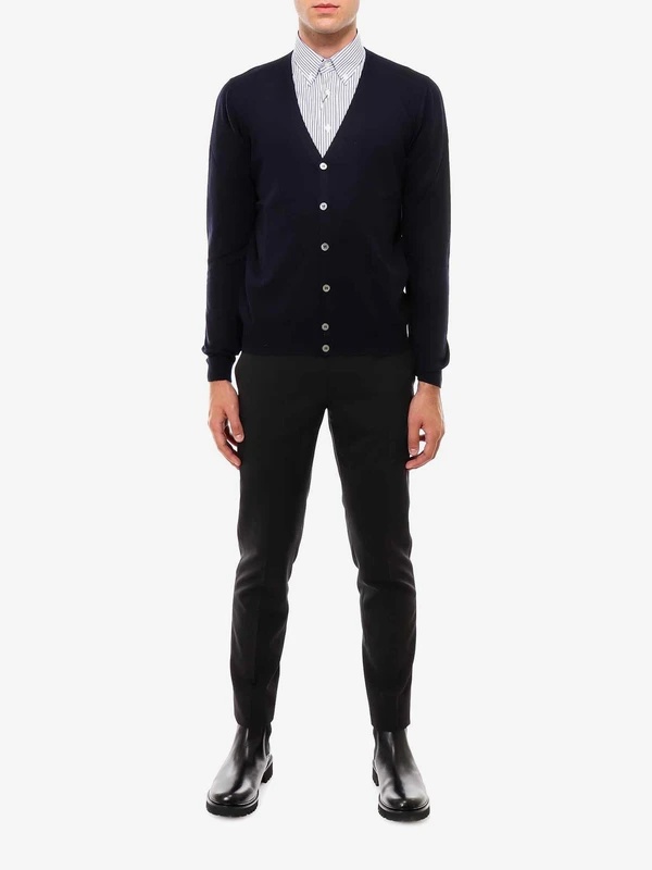 Gran Sasso Man Cardigan Black Size 50 Virgin Wool In Black