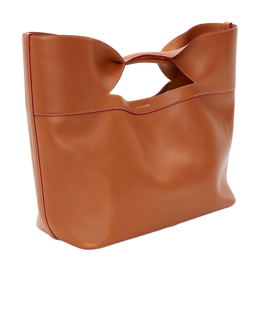 Alexander Mcqueen The Bow Leather Tote Bag In Brown