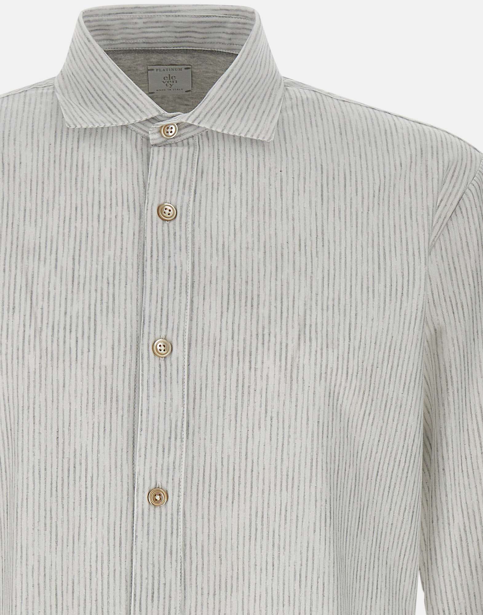 Eleventy Slim Fit Striped Cotton Shirt With Vertical Stripes In Gray