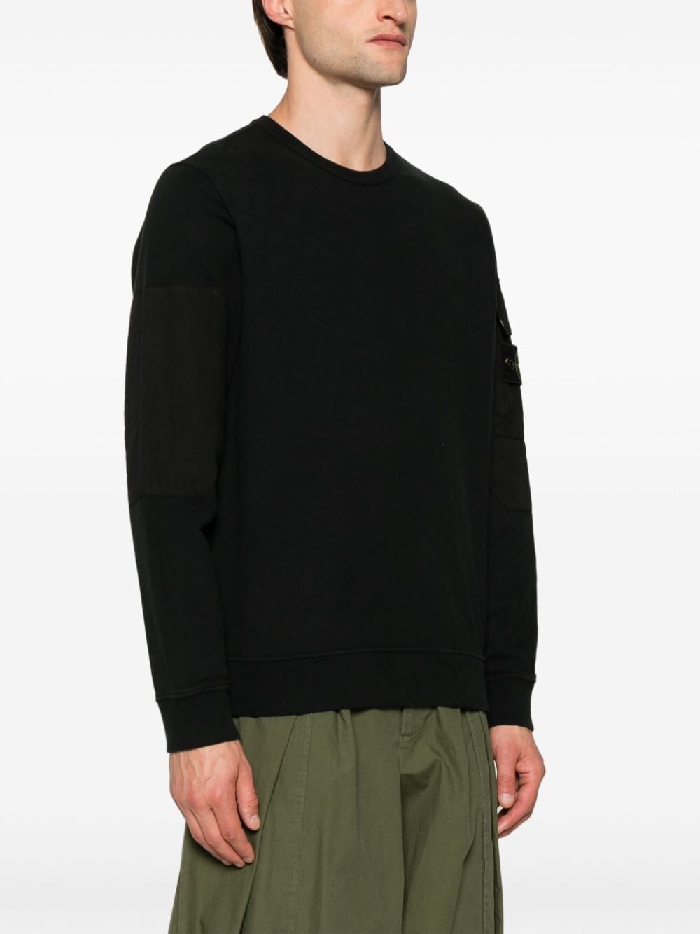 Stone Island Lightweight Wool Crew Neck Pullover In Black