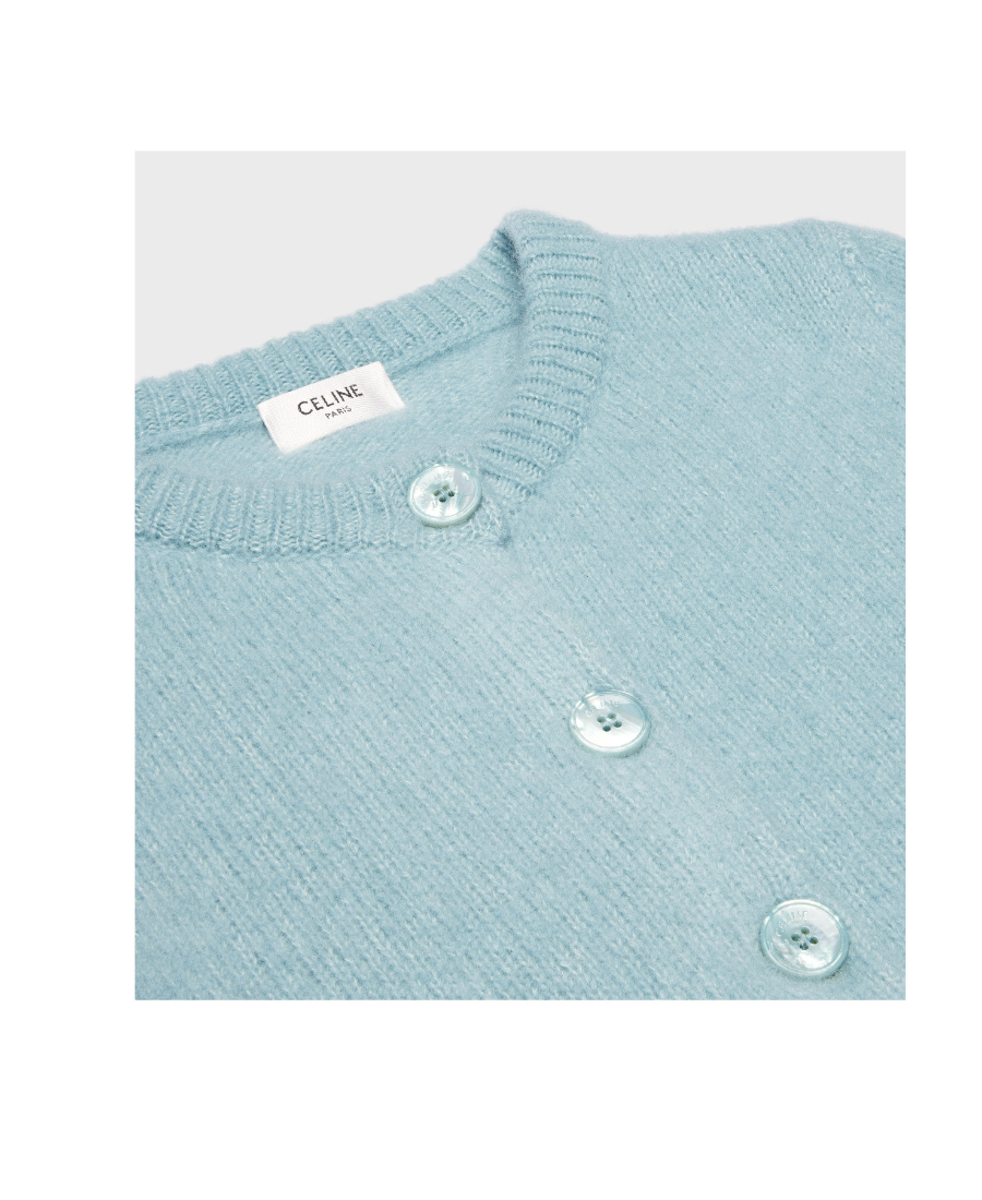 Celine Trimphe Short Cardigan In Blue