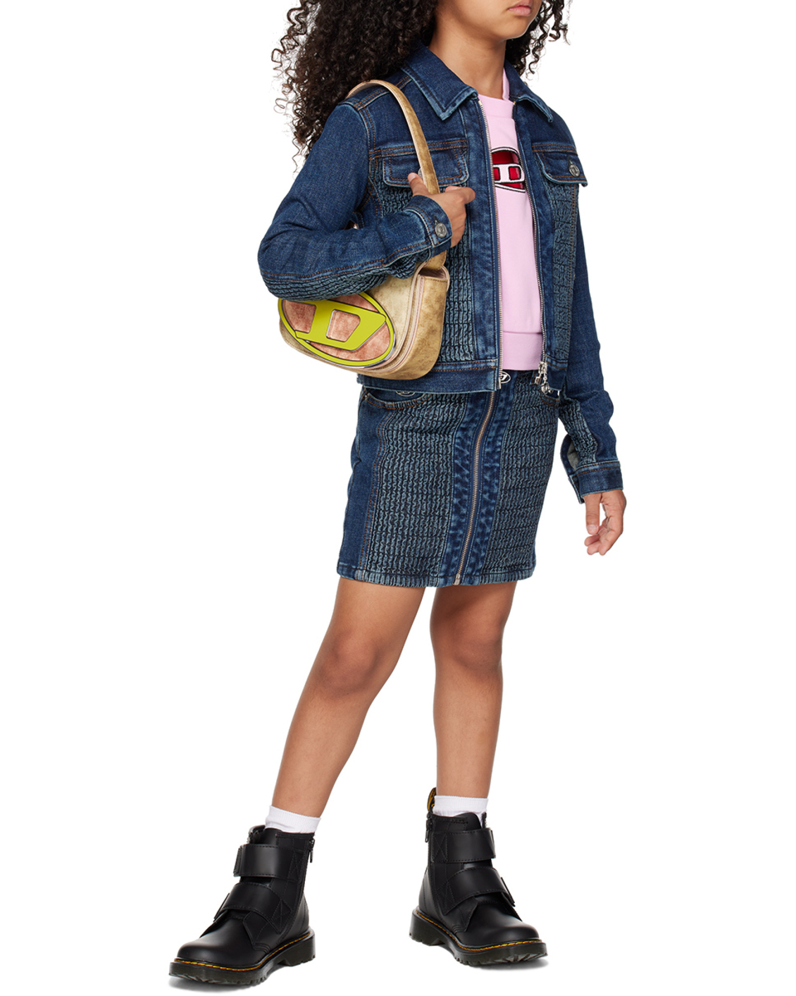 Diesel Long-sleeved Zip-up Denim Jacket In Blue