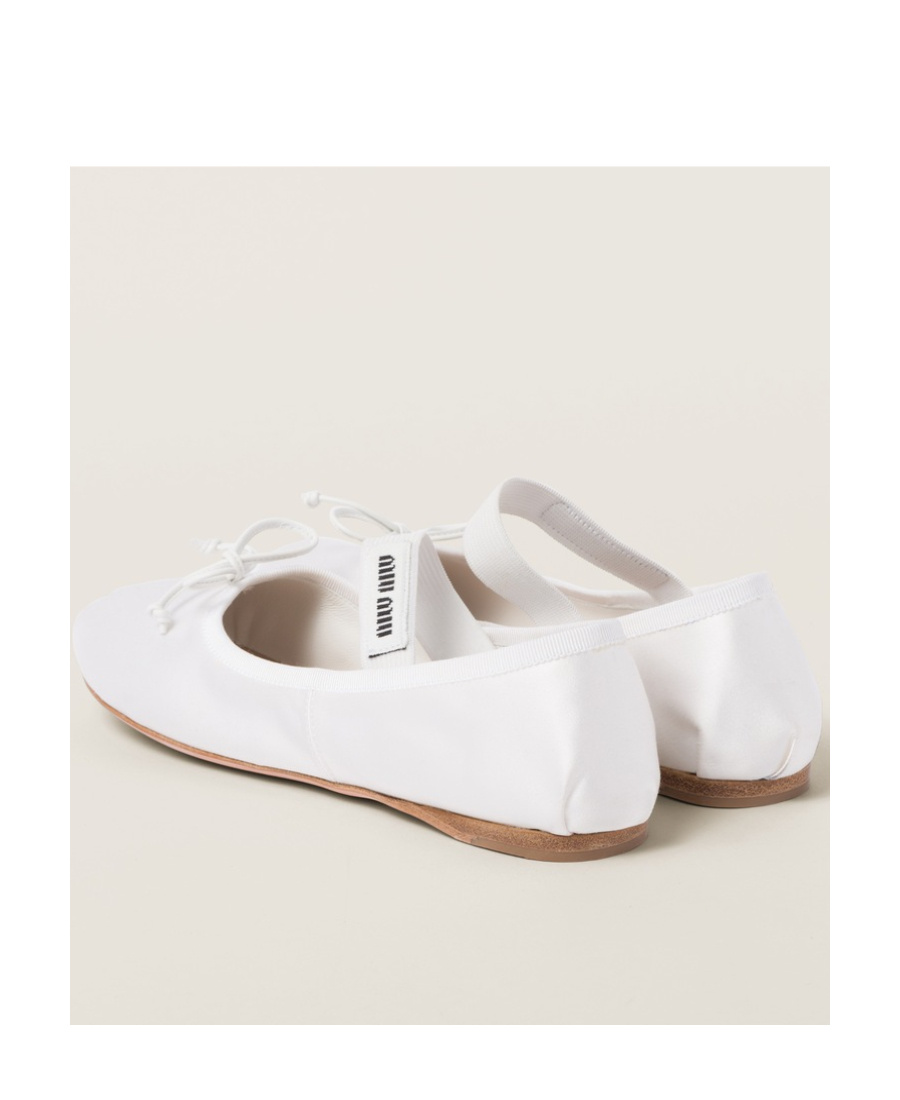 Shop Miu Miu Satin Ballerinas In White