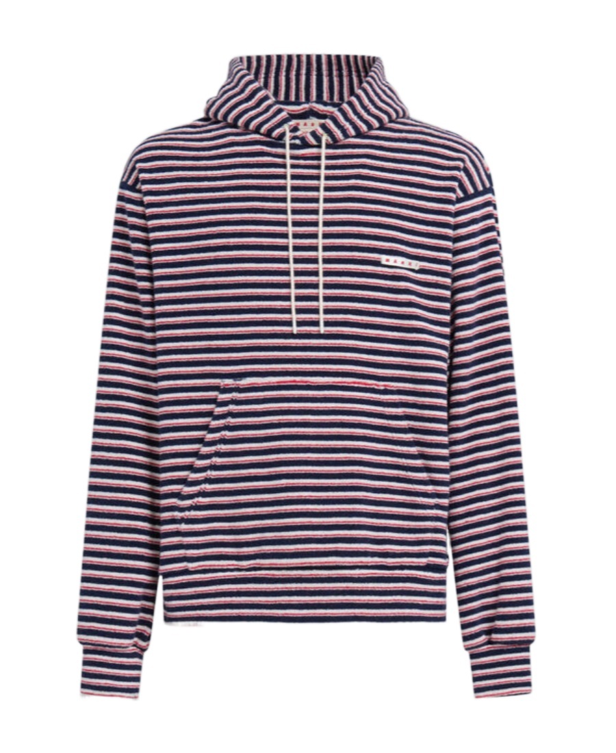 Marni Layered Striped Hoodie In Black
