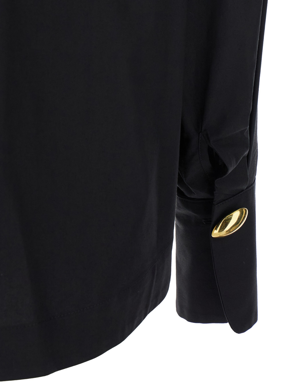 Federica Tosi Black Shirt With Pointed Collar And Metallic Details On The Cuffs In Black