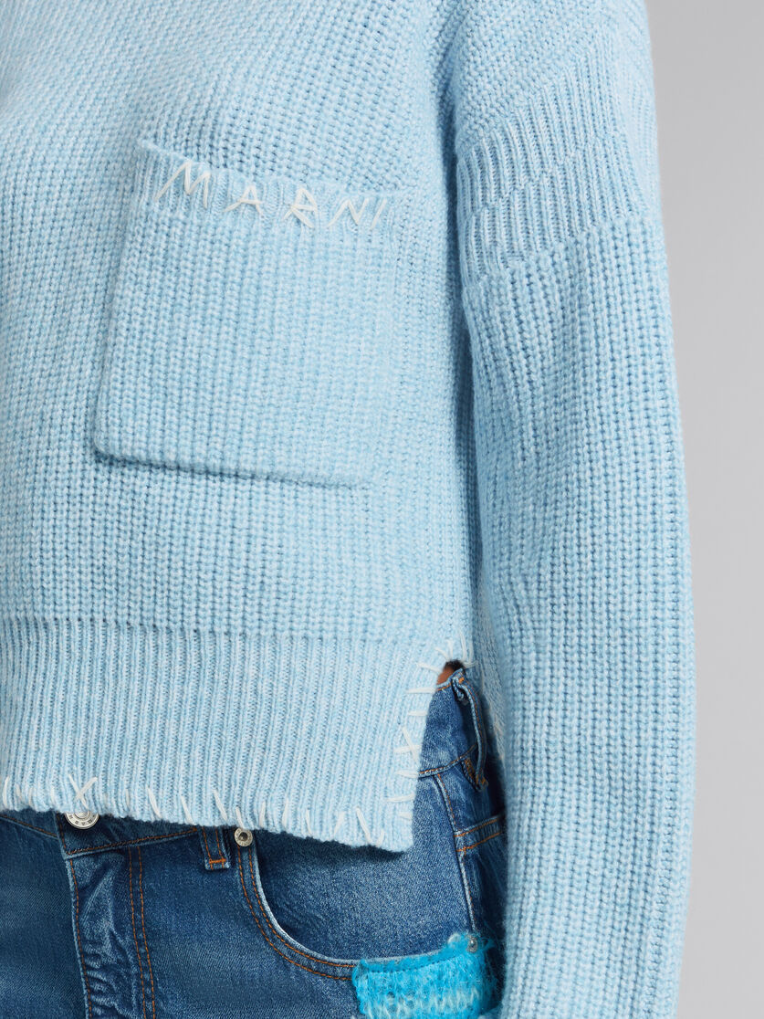 Marni Logo-embroidered Virgin Wool Jumper In Blue